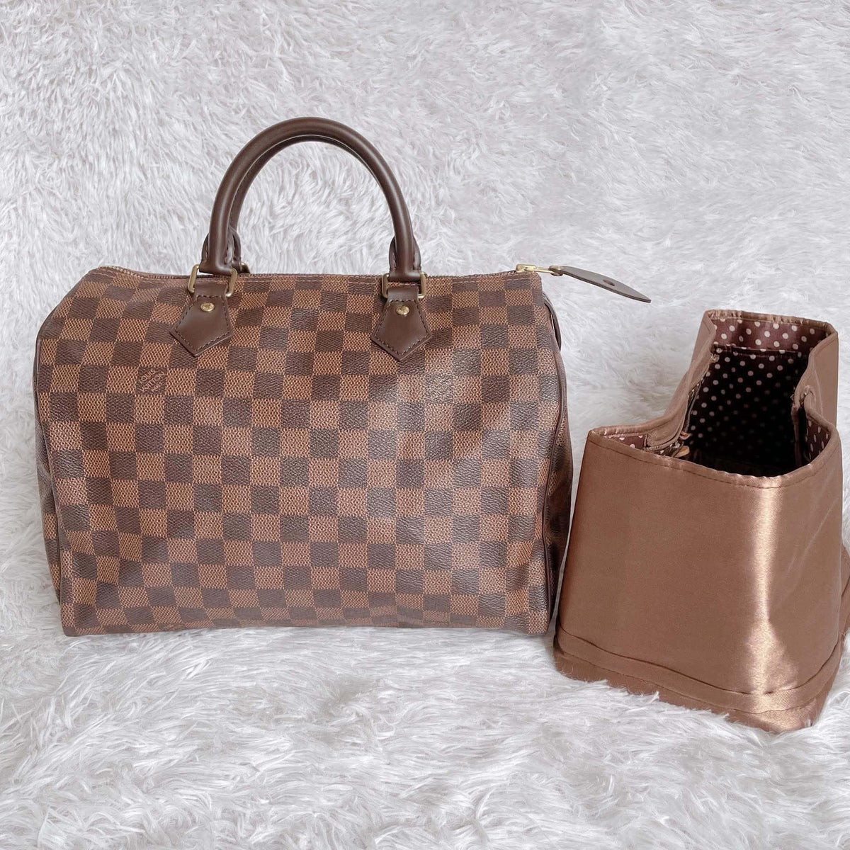 Speedy 30 damier ebene wiyh dust bag keyset and bag organizer