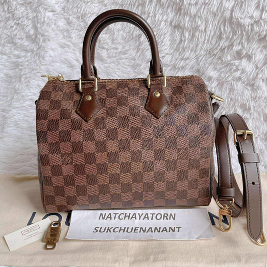 Speedy 25 damier ebene bandouliere