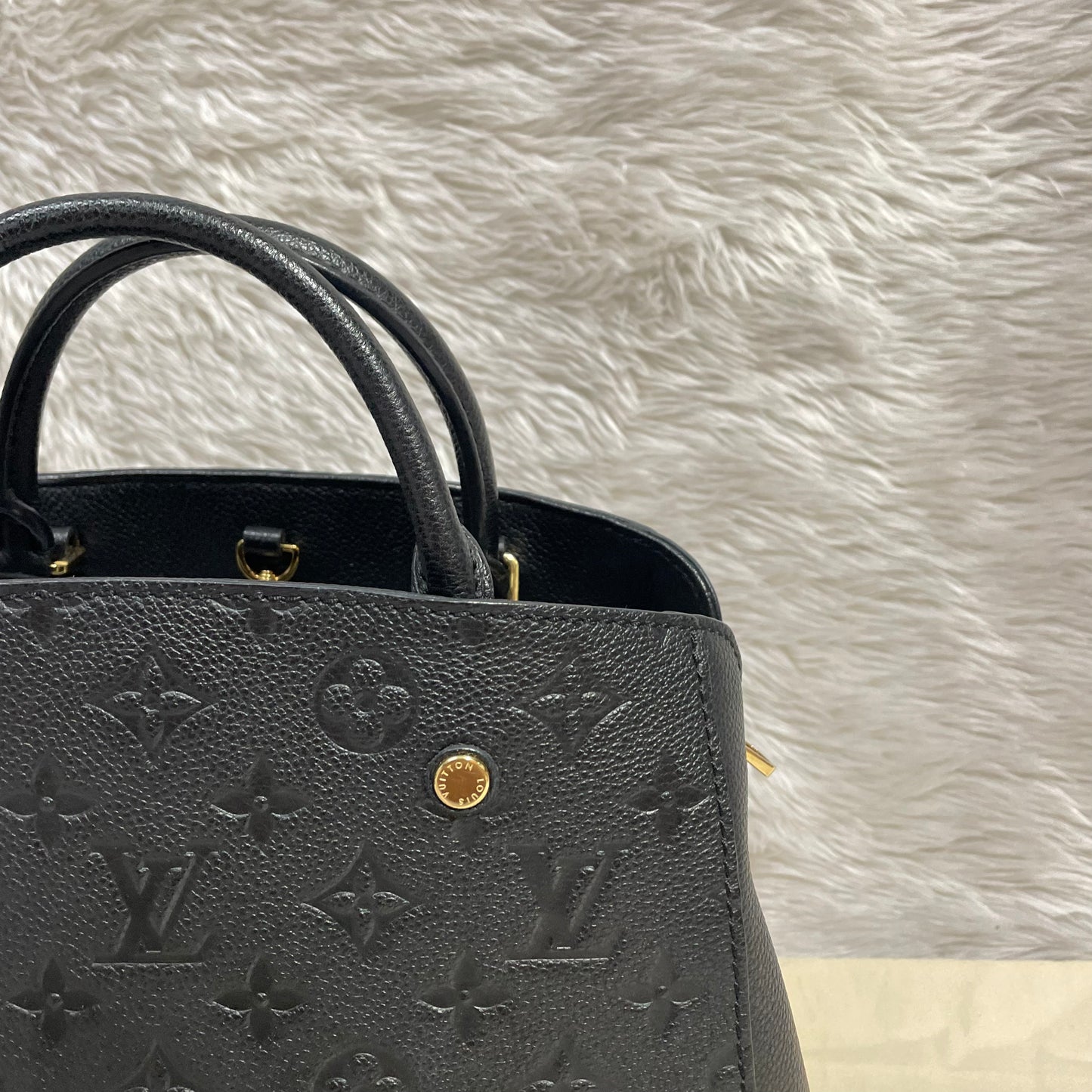 Authentic Montaigne bb noir empreinte black monogram in very excellent condition!!! (TR5106 date code) with dust bag (no key set) Payment plan available