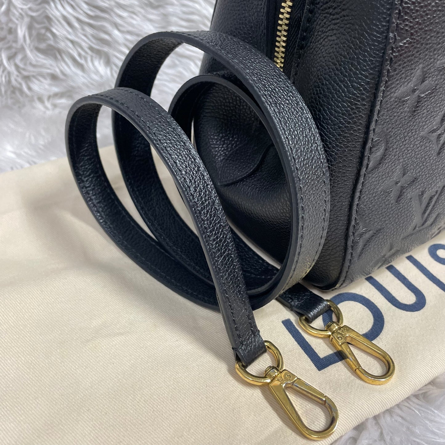 Authentic Montaigne bb noir empreinte black monogram in very excellent condition!!! (TR5106 date code) with dust bag (no key set) Payment plan available
