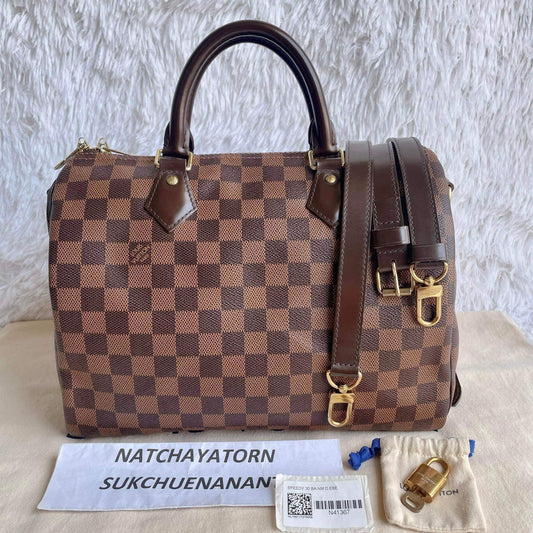 Speedy 30 damier ebene Bandouliere with dust bag and key set