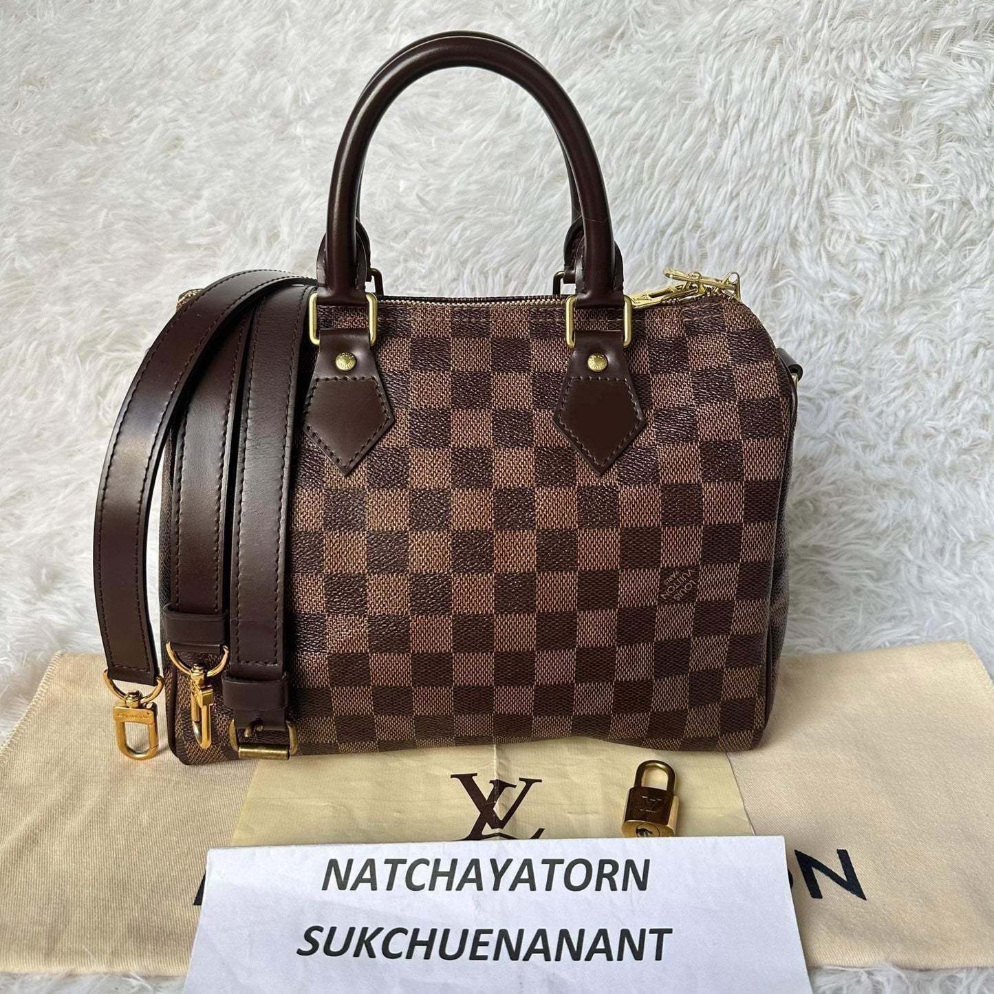 Speedy 25 damier Bandouliere