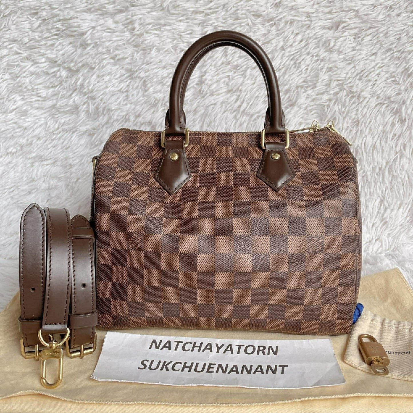 Speedy 25 damier bandouliere