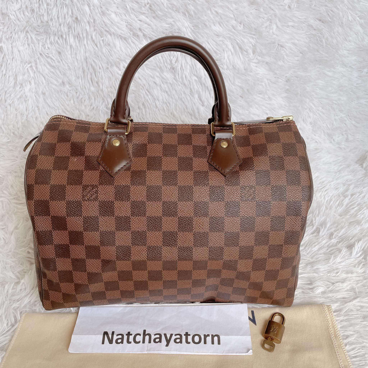Speedy 30 damier ebene with dust bag and key set