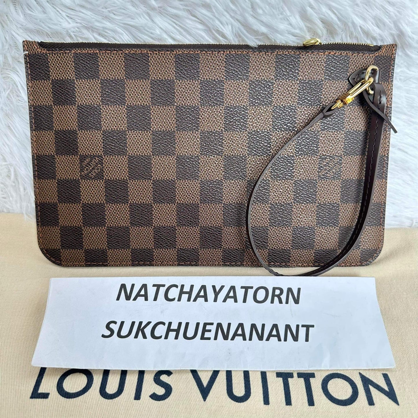 Neverfull mm damier ebene and pouch with dust bag