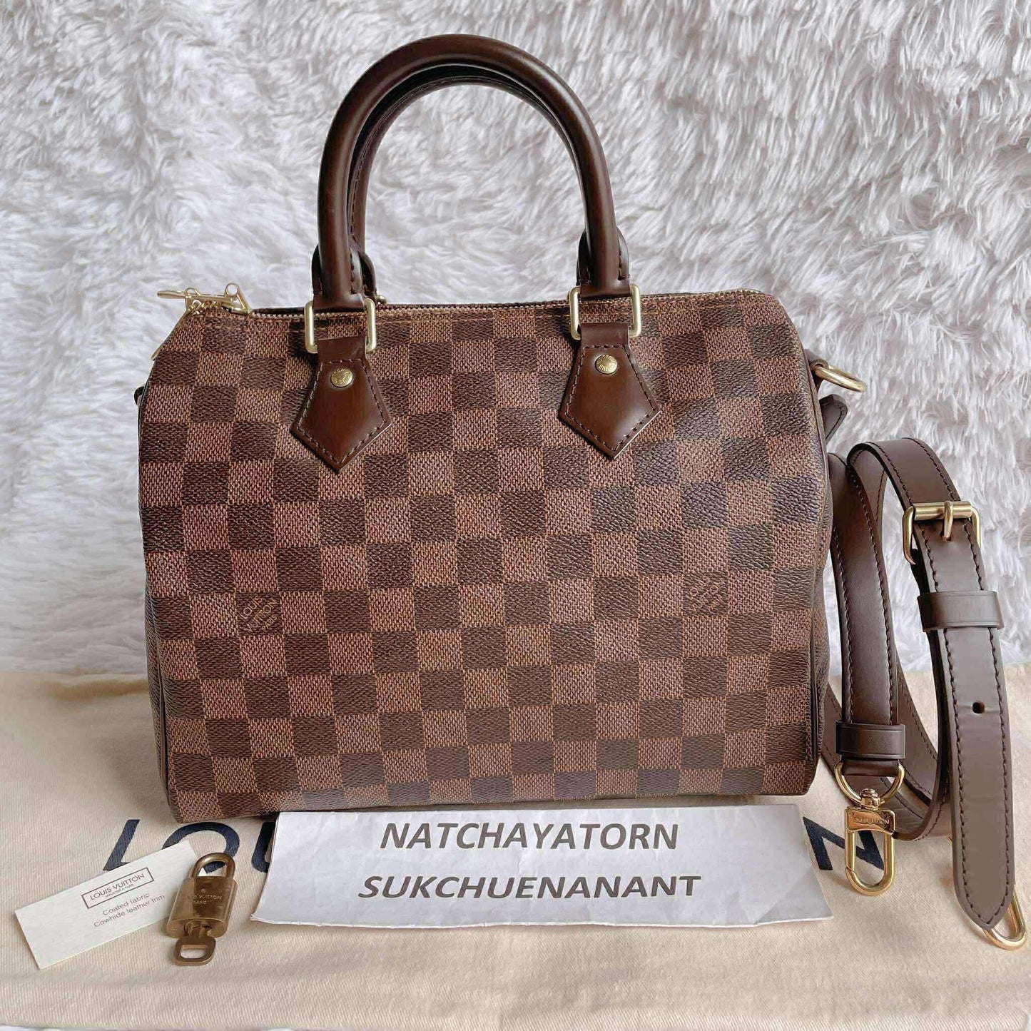 Speedy 25 damier ebene bandouliere