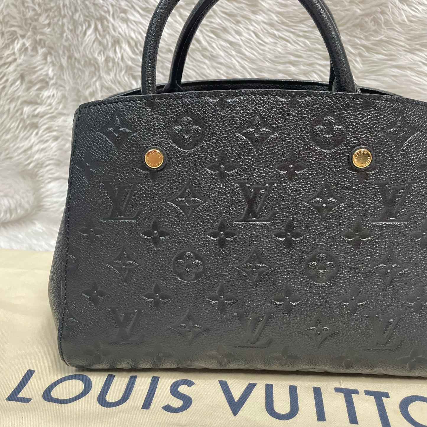 Authentic Montaigne bb noir empreinte black monogram in very excellent condition!!! (TR5106 date code) with dust bag (no key set) Payment plan available