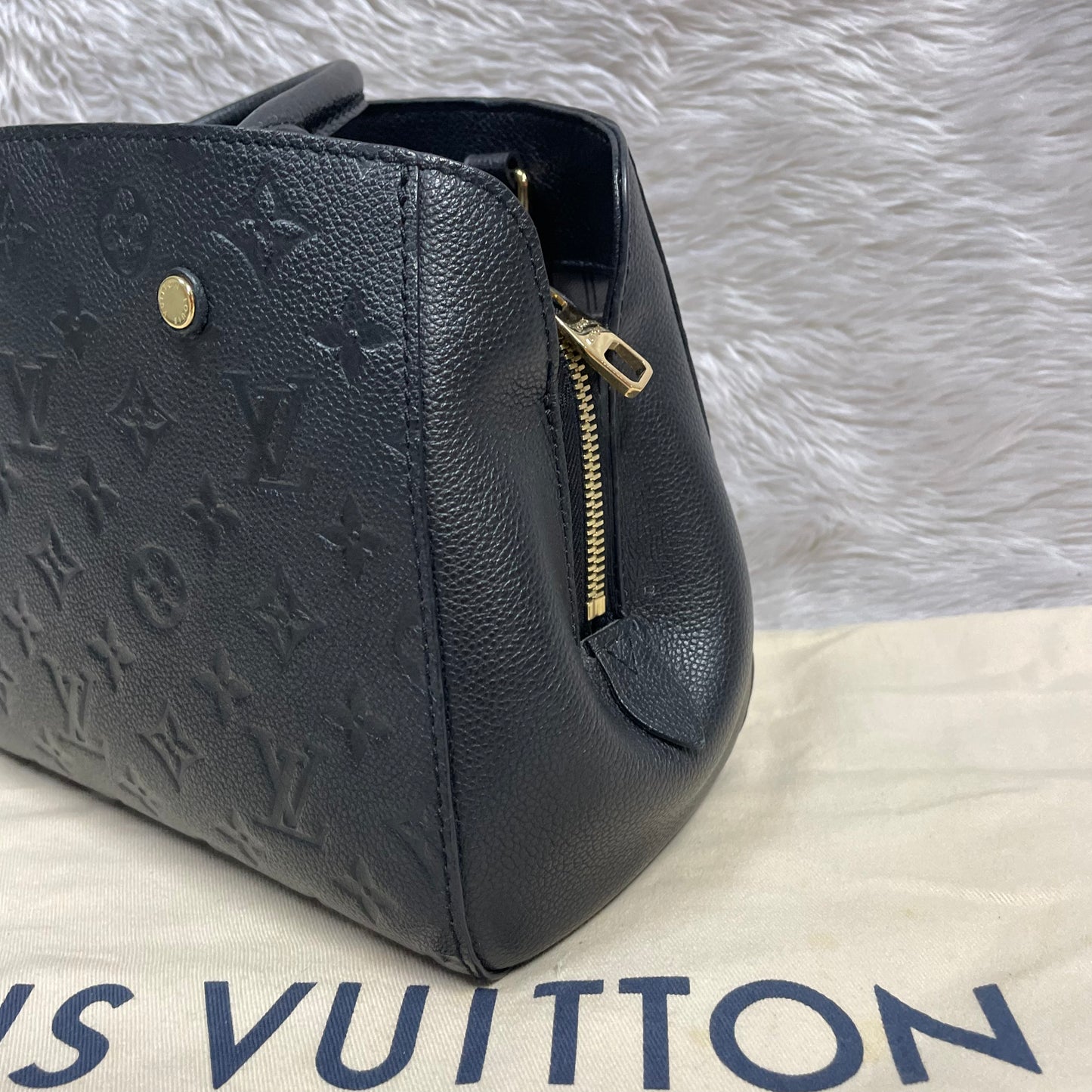 Authentic Montaigne bb noir empreinte black monogram in very excellent condition!!! (TR5106 date code) with dust bag (no key set) Payment plan available