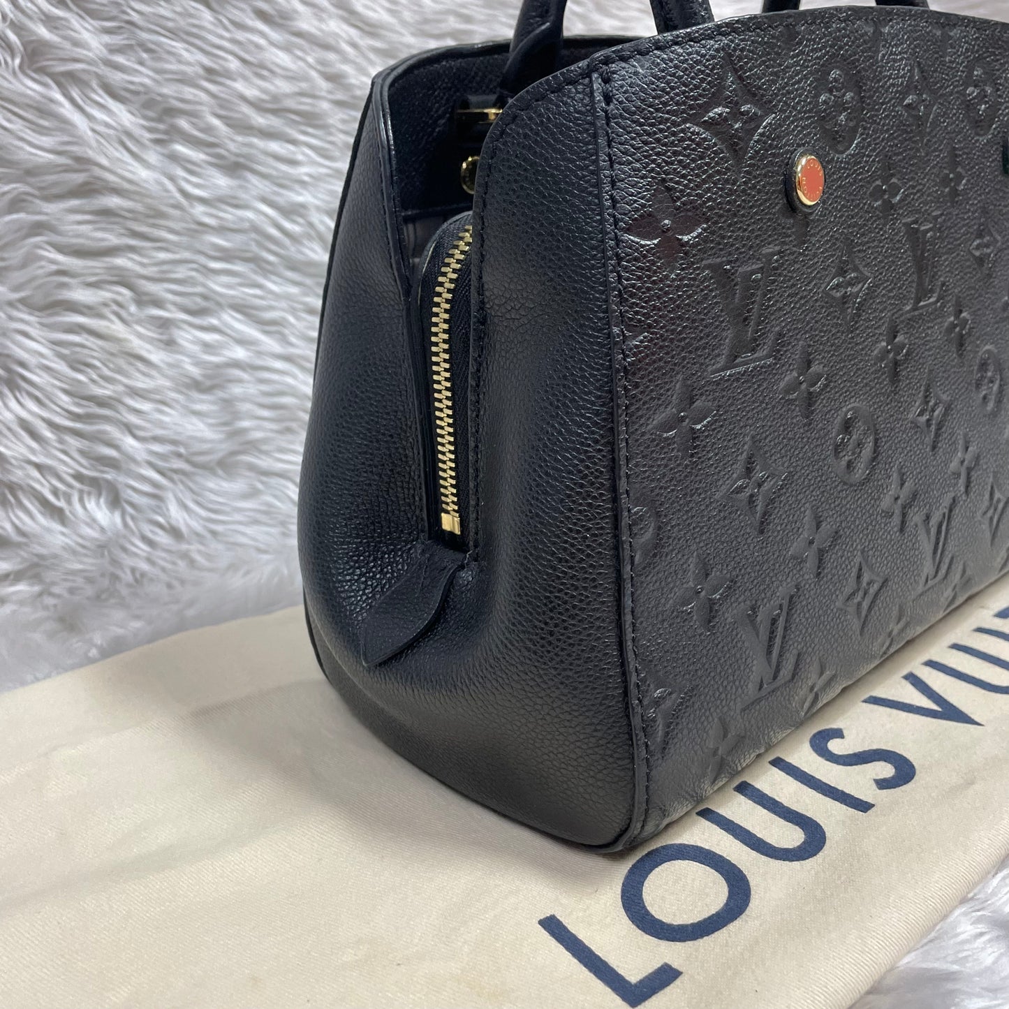 Authentic Montaigne bb noir empreinte black monogram in very excellent condition!!! (TR5106 date code) with dust bag (no key set) Payment plan available